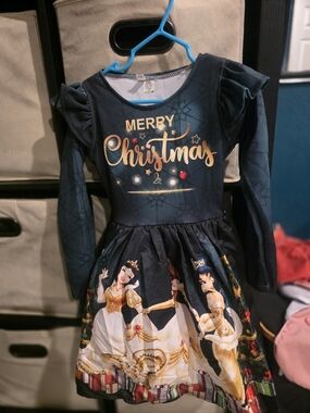Girls Navy Merry Christmas Princess Costume Dress